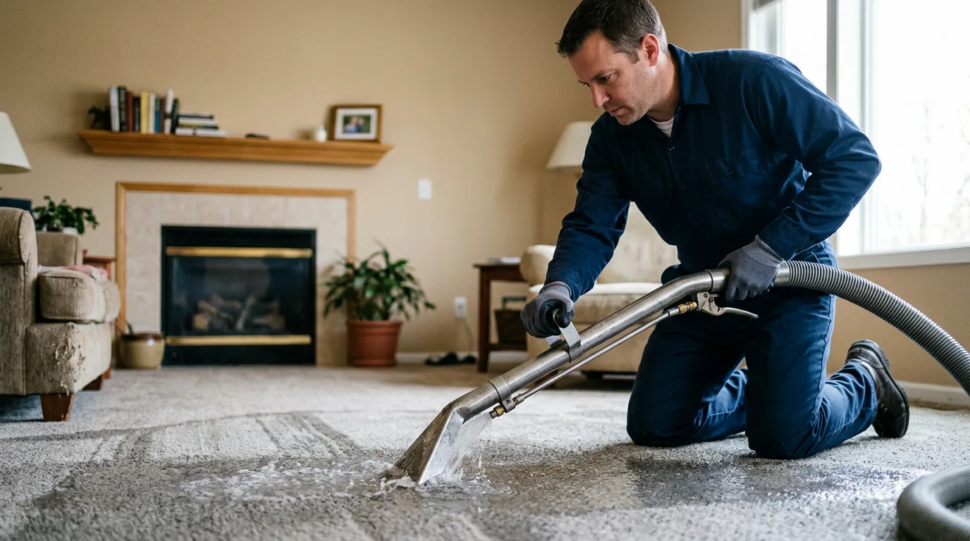 Water damage restoration technician working near Oakland Gardens, NY
